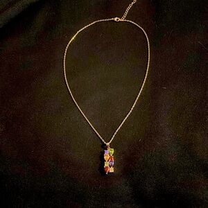 A beautiful multistone necklace with rose gold 14”chain and 2.5 inch extender